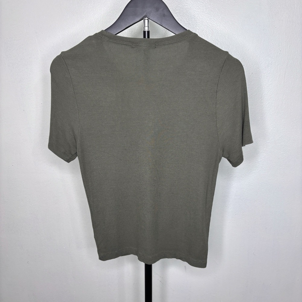 Marine Layer Top Womens Small Olive Green Twist Front Modal Stretch Minimalist - Picture 2 of 8